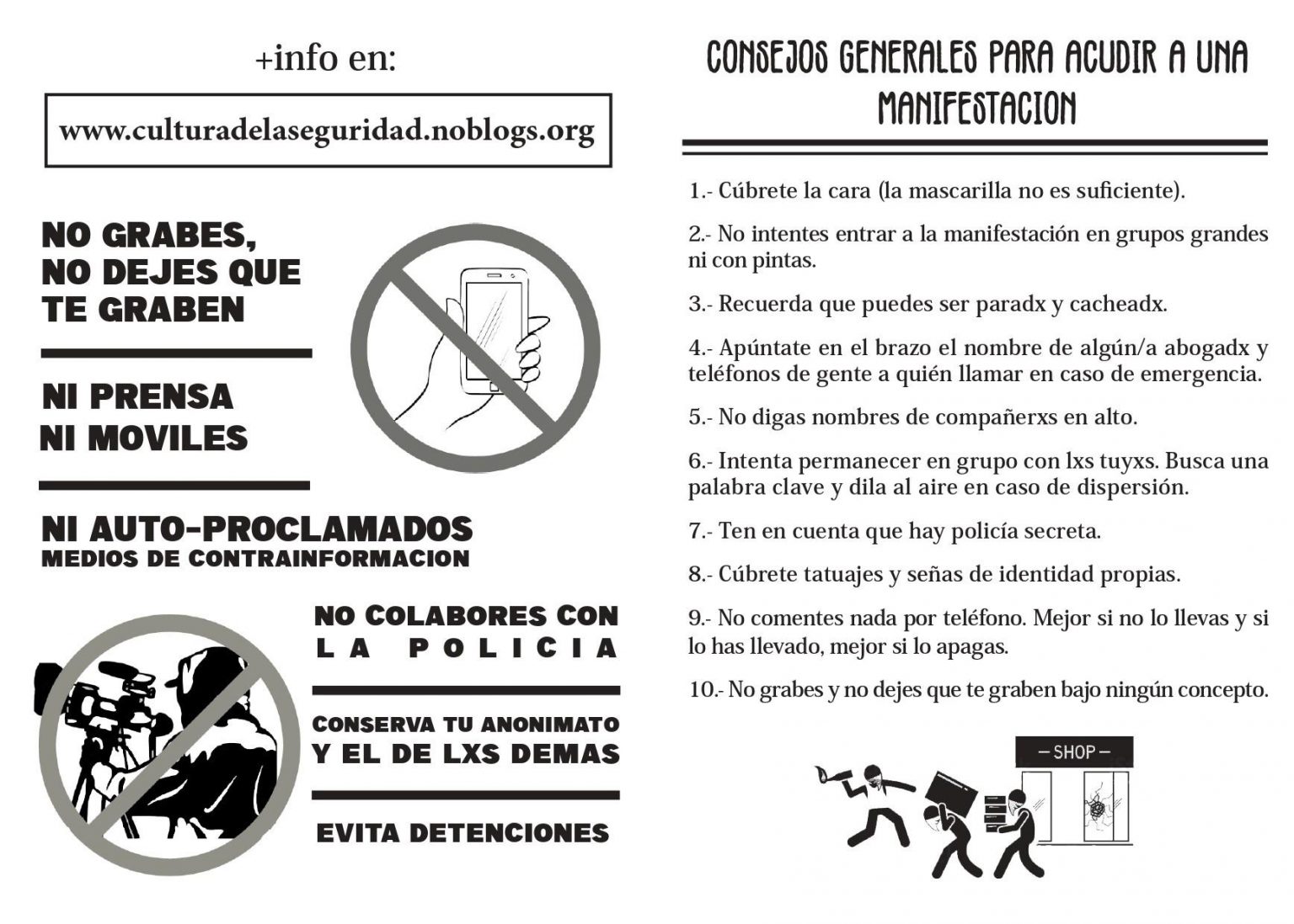 Consejos generales para acudir a una manifestación.